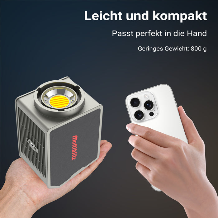 Multiblitz MB-PL Luce led portatile per fotografia 100W, Bicolore con temperatura da 2700K a 6500K, Batteria ricaricabile USB