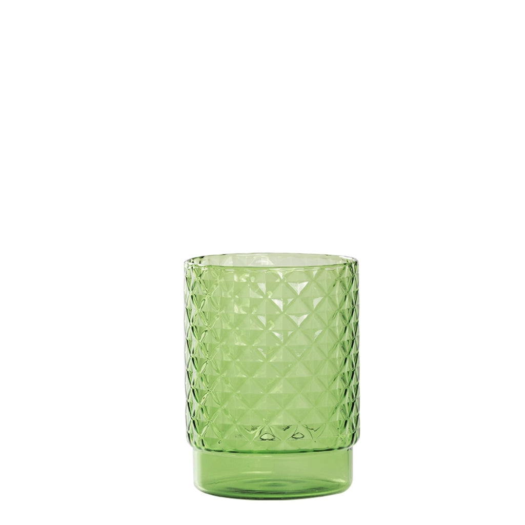Isolano Set di 4 Tumbler Impilabili in Vetro Borosilicato Soffiato a Mano con Effetto Diamantato Colore Verde Mela per Tavola e Piano Bar Moderno