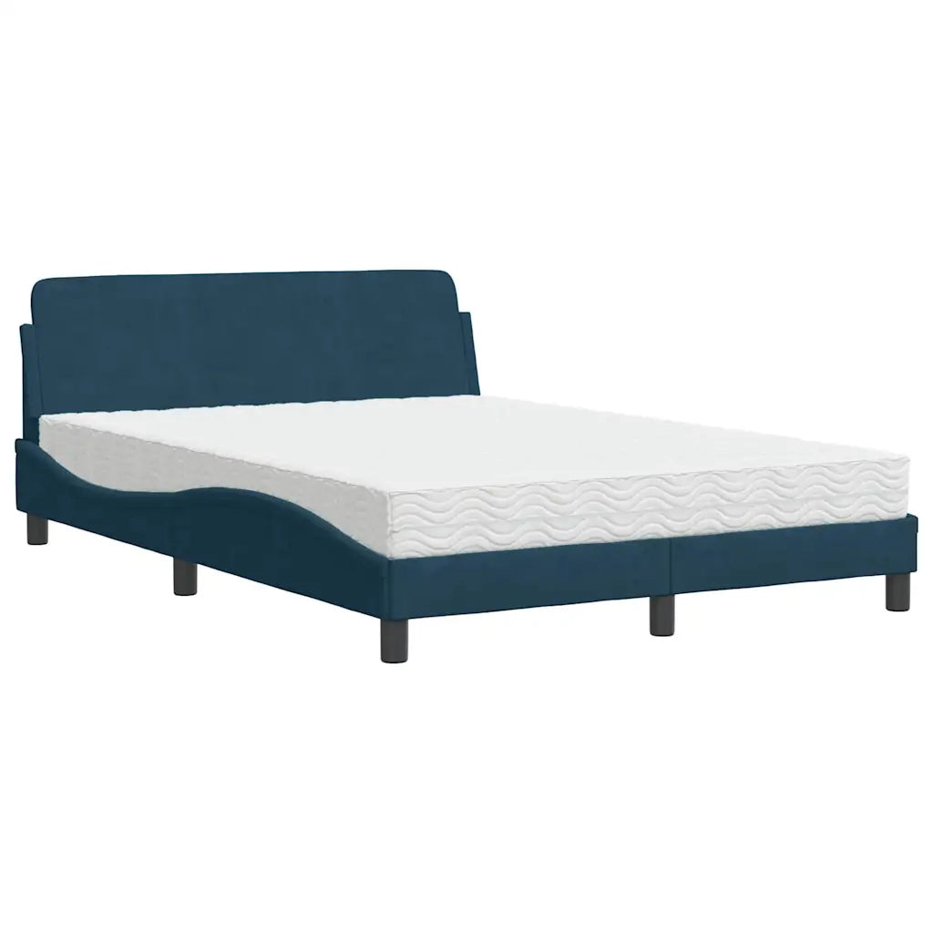 Letto con Materasso Dover Blu 140x200 cm in Velluto
