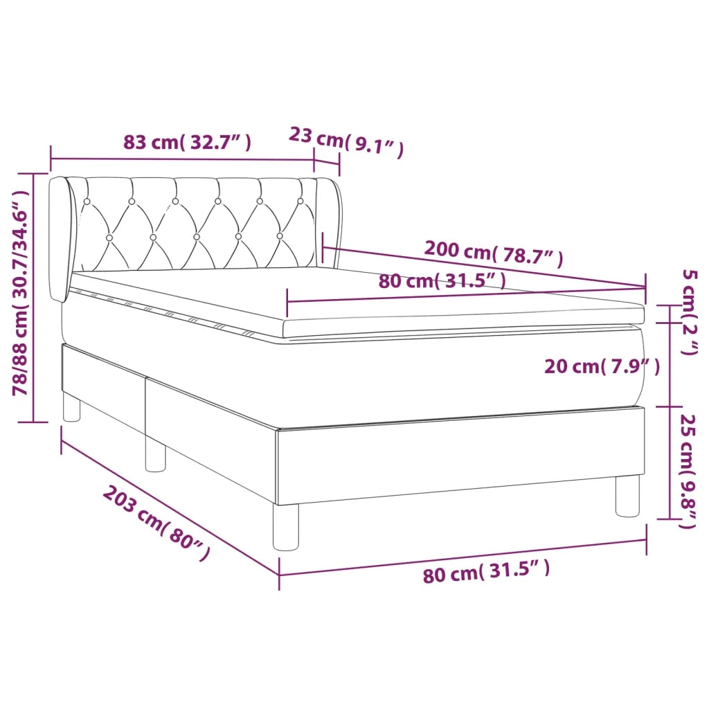 Giroletto a Molle con Materasso Rosa 80x200 cm in Velluto