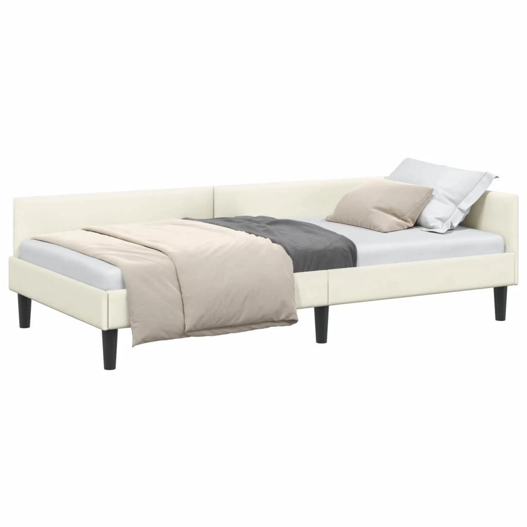 Cornice del letto ad angolo con testiera Crema 100 cm x 200 cm