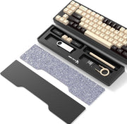 Tastiera con sostegno per pollici, cassetto di ripostiglio diviso, 2 coperture in acrilico, cappelli ergonomici, supporto antiscivolo ergonomico inferiore per tastiere TKL meccaniche - comfort ergonomico per ufficio e casa - nero