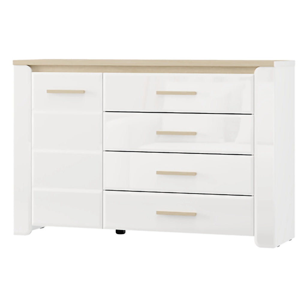 Madia Bicheno, Credenza 2 Ripiani, 135x40x88h cm Bianco Opaco