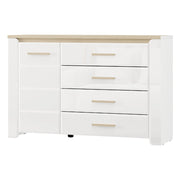Madia Bicheno, Credenza 2 Ripiani, 135x40x88h cm Bianco Opaco
