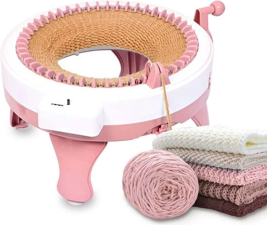 Macchina per Maglia - Macchina per Maglia per Adulti - Macchina per Maglia Completa con Aghi per Maglia e Filo per Maglia - 48 Aghi - Rosa