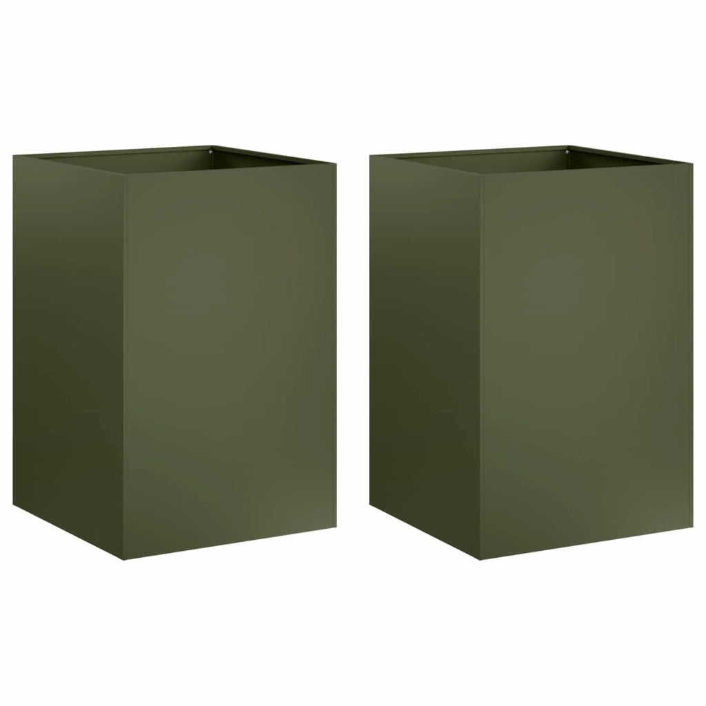 Vaso da giardino 2 pz Verde Oliva 50 x 50 x 75 cm 8005393