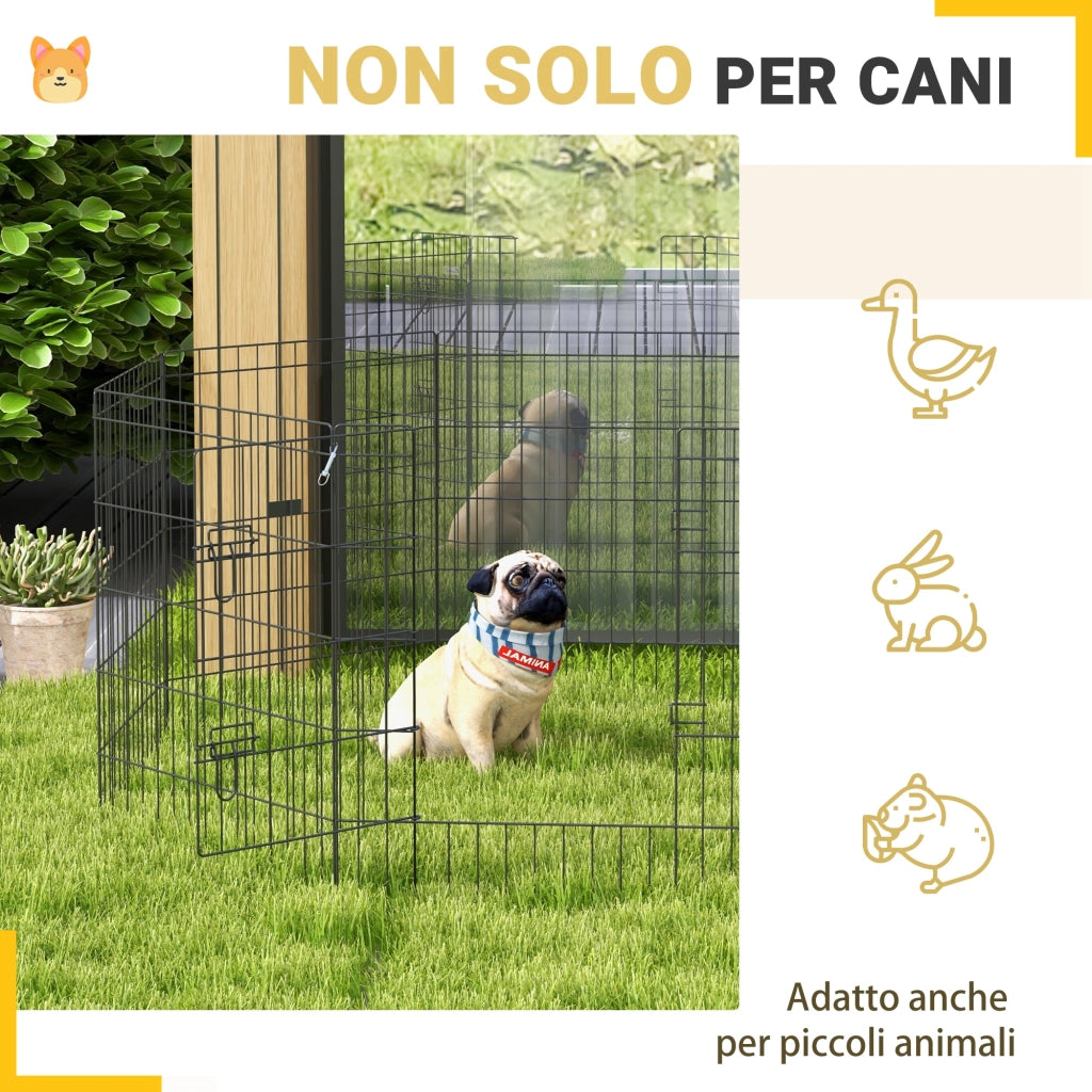 Recinto per Cani ¨C zephmum ¨C 8 Pezzi Filo di Ferro 76x61cm Nero