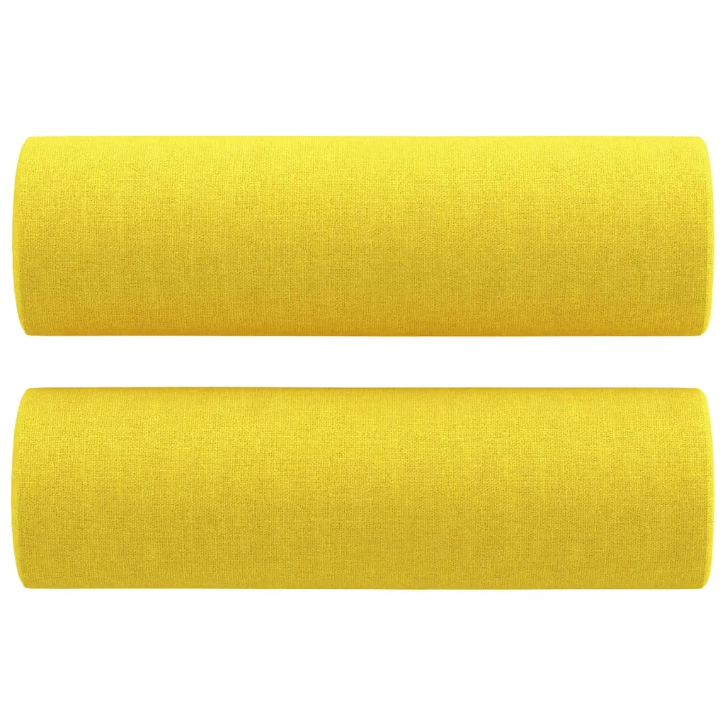 Set di Divani 2 pz con Cuscini Giallo Chiaro in Tessuto