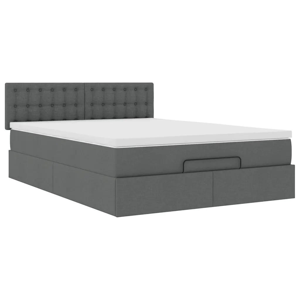 Pouf Letto con Materasso e LED Grigio Scuro 140x200 cm 3312479