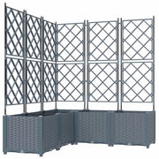 Set di 5 fioriere moderne in acciaio per esterni 120 x 120 x 143 cm resistenti eleganti grigio chiaro 02_0058587