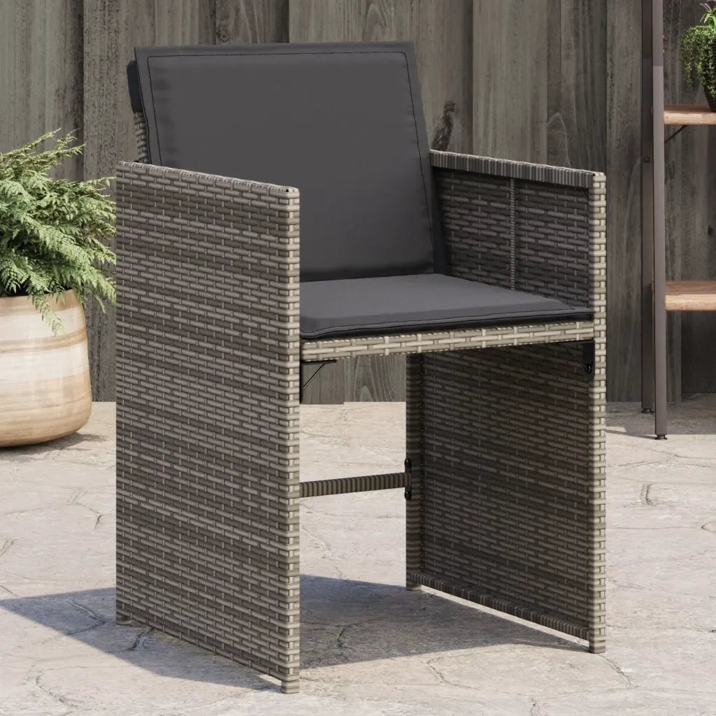 Sedie da Giardino con Cuscini 4 pz | Sedie da Esterno Grigio in Polyrattan