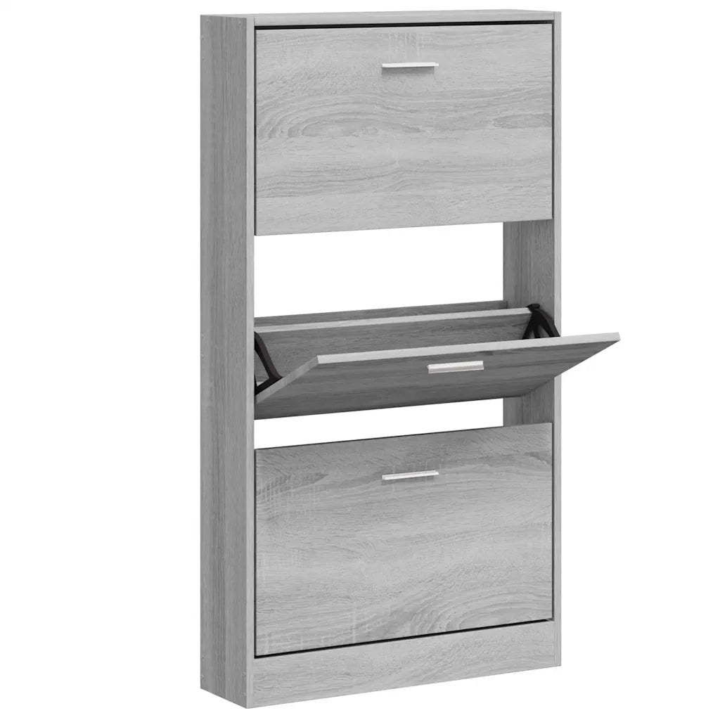 Scarpiera-Scaffale per scarpe Grigio Sonoma 59x17x108 cm in Legno Multistrato