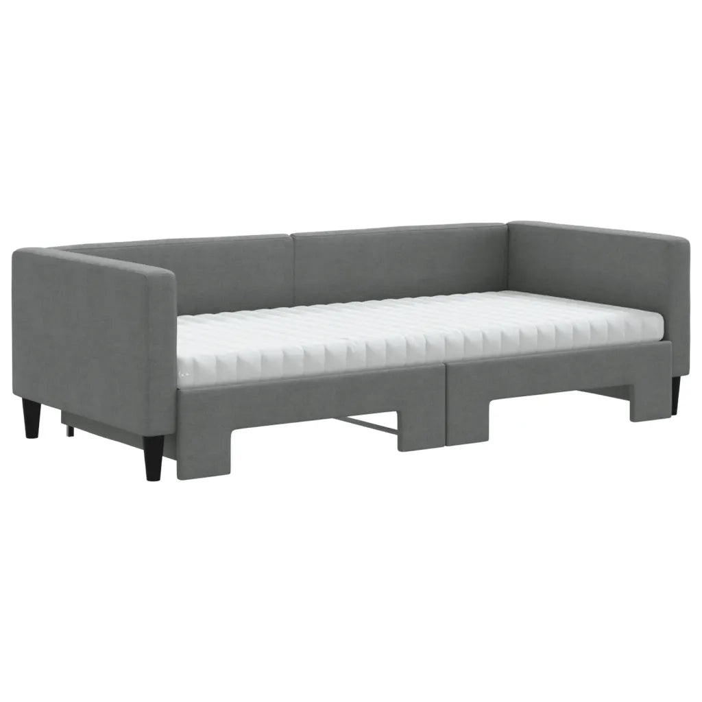 Divano Letto Estraibile Materassi Grigio Scuro 90x190cm Tessuto 3196607