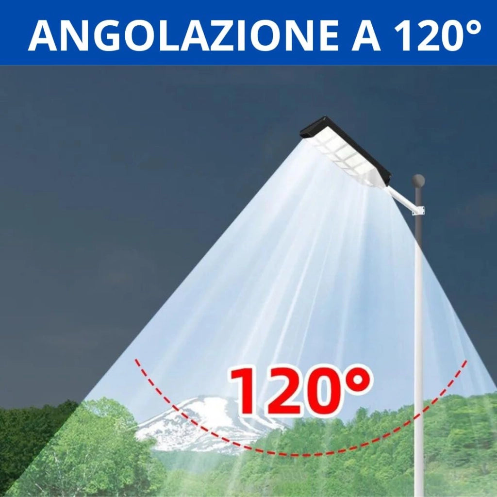 Lampione LED Esterno con Pannello Solare 1000W 6500K Bianco Freddo