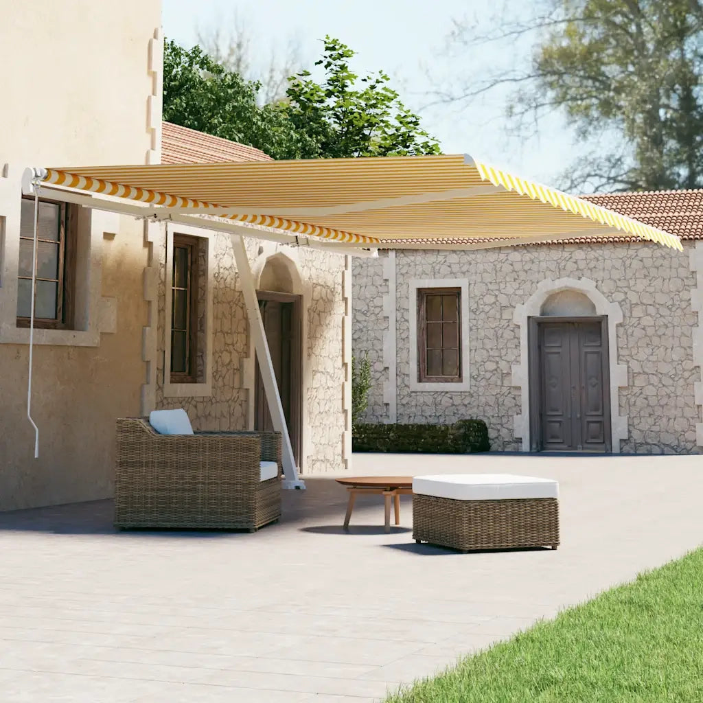 Tenda da Sole Autoportante Automatica 600x300 cm Gialla Bianca 3069608