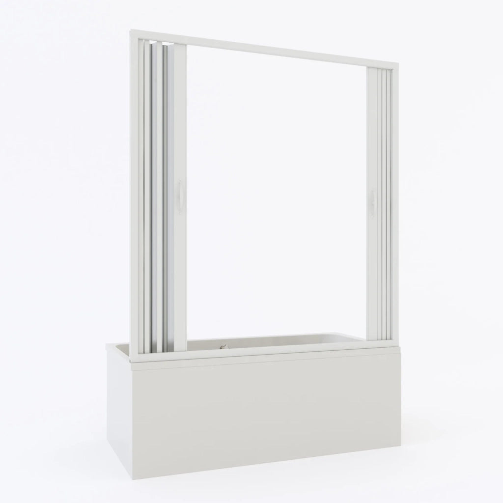 Porta doccia sopravasca in PVC a soffietto 150 cm H 150 mod. Ibisco con apertura centrale