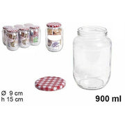 Trade Shop - Set 6 Pezzi Contenitore Barattolo In Vetro Con Coperchio Barattolini 900ml -