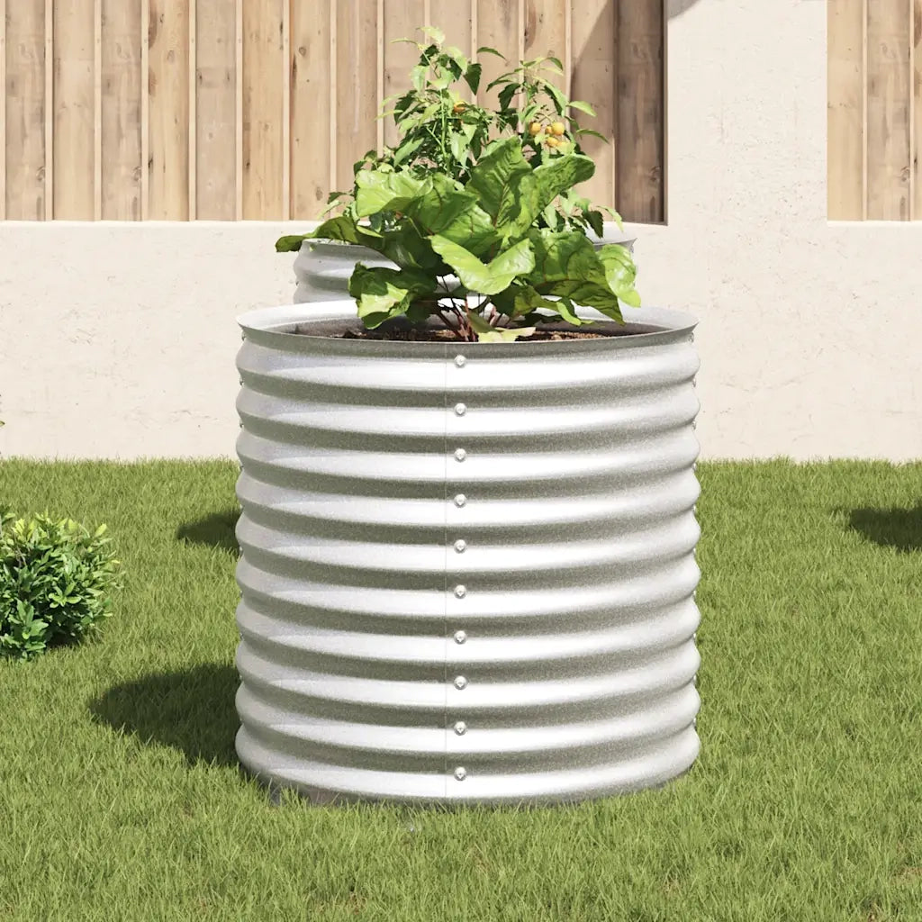 Fioriere | Cassetta per fiori | Letto Rialzato Giardino 80x80x81 cm in Acciaio Zincato Argento