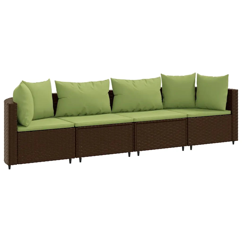 vidaXL Set Divano da Giardino 4 pz con Cuscini Marrone in Polyrattan