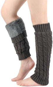 Due pair di calzettoni in lana a maglia per donne, perfetti da abbinare con stivali gotici lolita, e anche adatti come accessorio per balletto, yoga e pattinaggio artistico. 40*12 cm, Grigio scuro