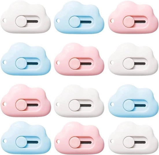 Utility Mes Portatile con Chiusura a Cassetta, con Chiave a Sospensione, con Forma di Nuvola, con Foro, in Rosso Bianco Blu, da Uso Casalingo o di Ufficio