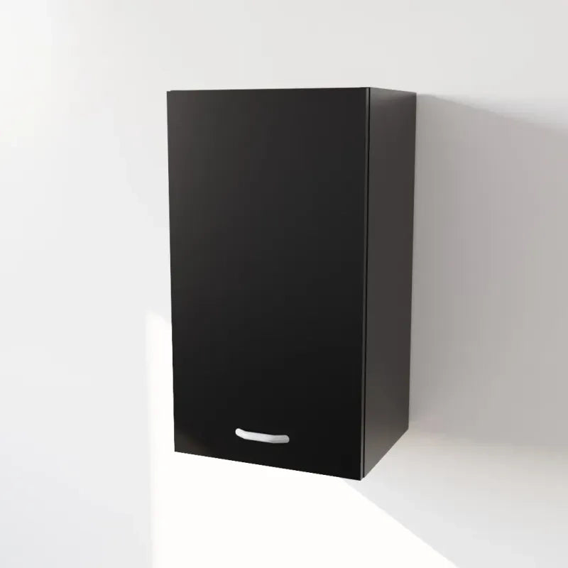 Pensile Cucina in Legno Nobilitato Nero Mobile Alto con 1 Anta, Pensile Componibile Moderno Made in Italy (H72XL45XP33cm)