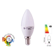 Lampada A Led E14 CRI 95 C37 5,5W 470LM Forma Goccia Oliva Candela SKU-7494, Disponibili 2700K 4000K 6400K (Bianco Neutro 4000K)