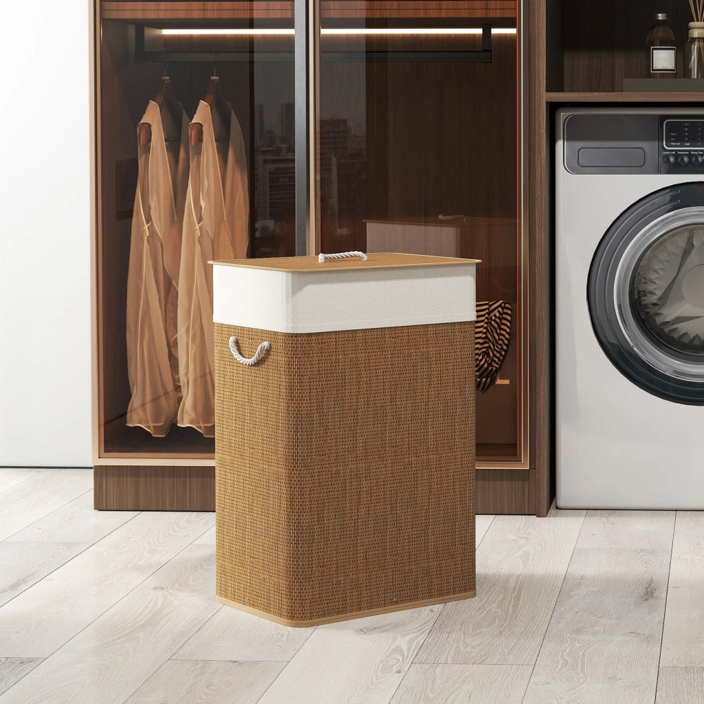 Cesto per Biancheria con Tapa 72L ¨C zephmum ¨C 40x30x60 cm Marrone