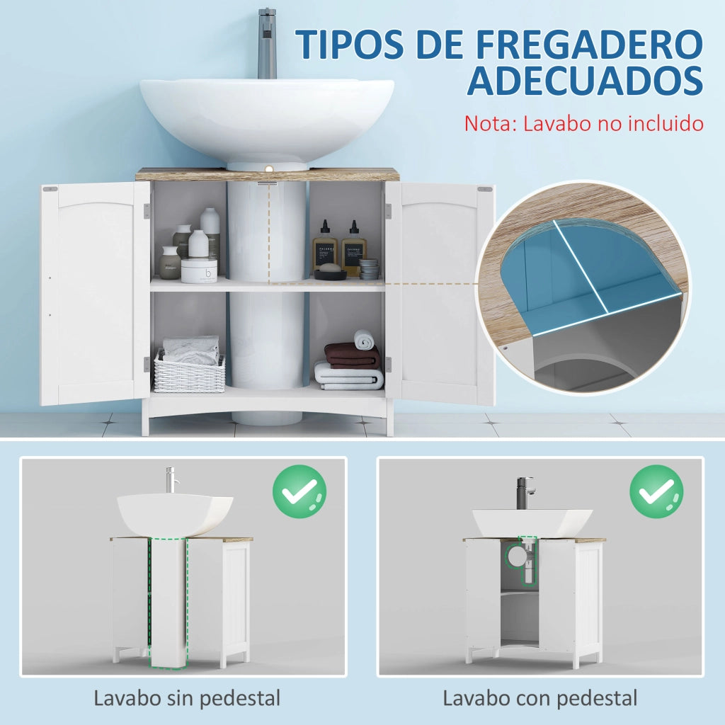 Mobile sottolavabo da bagno ¨C Xylo ¨C legno bianco, 60x30x60 cm