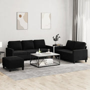 Set di Divani 3 pz con Cuscini Nero in Velluto