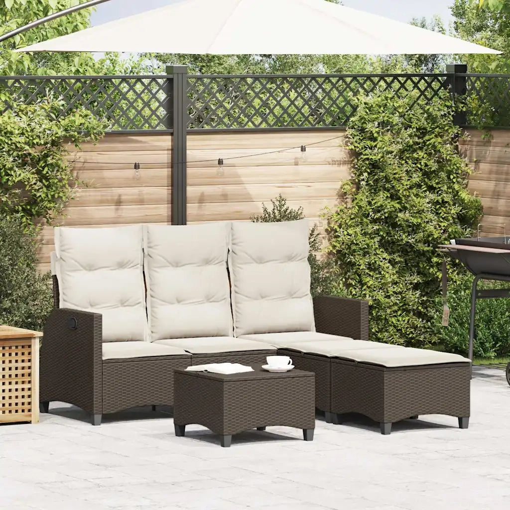 Set Divani da Giardino 3 pz con Cuscini a L Marrone Polyrattan 3328639