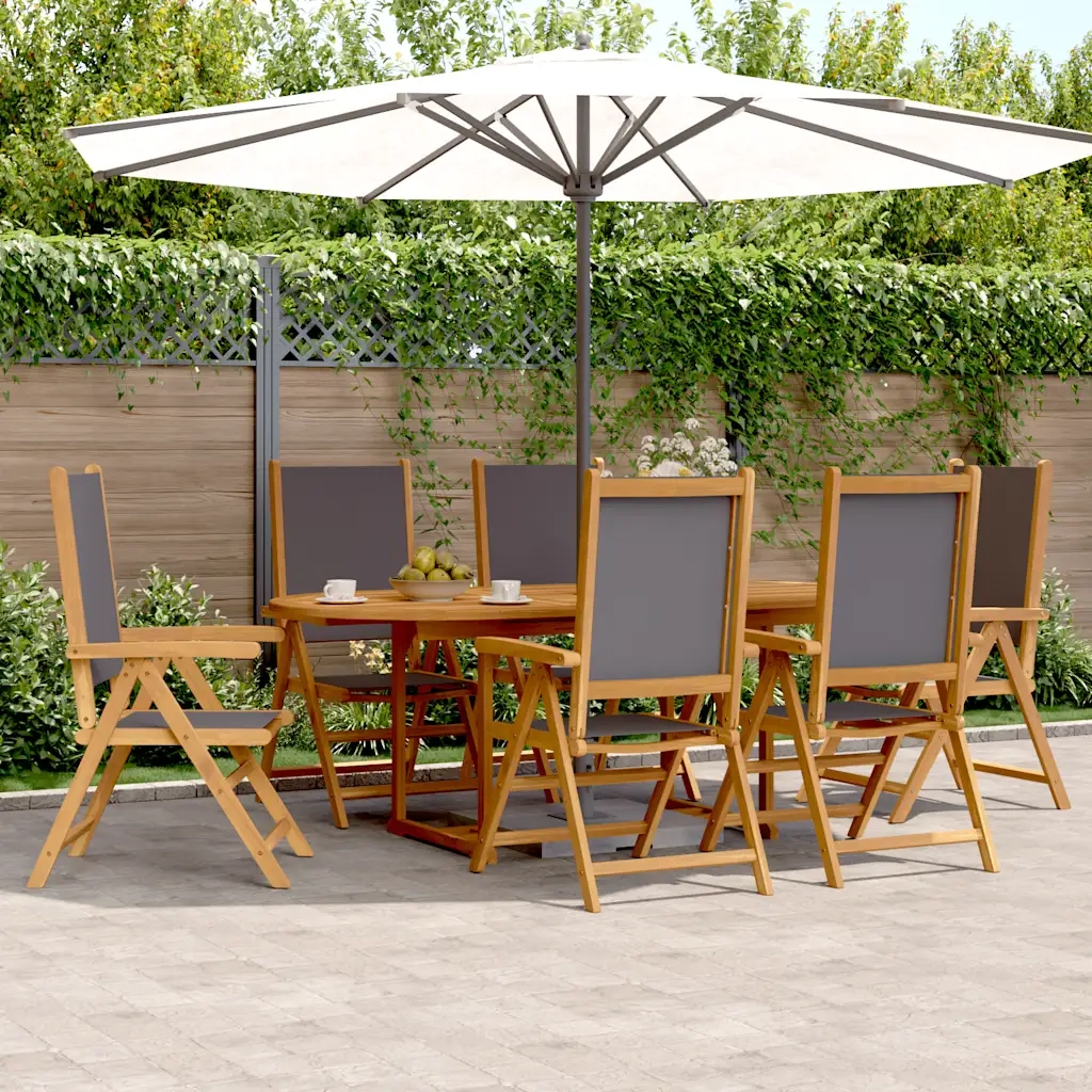 Set Pranzo da Giardino 7 pz Antracite Tessuto e Legno Massello 3281725