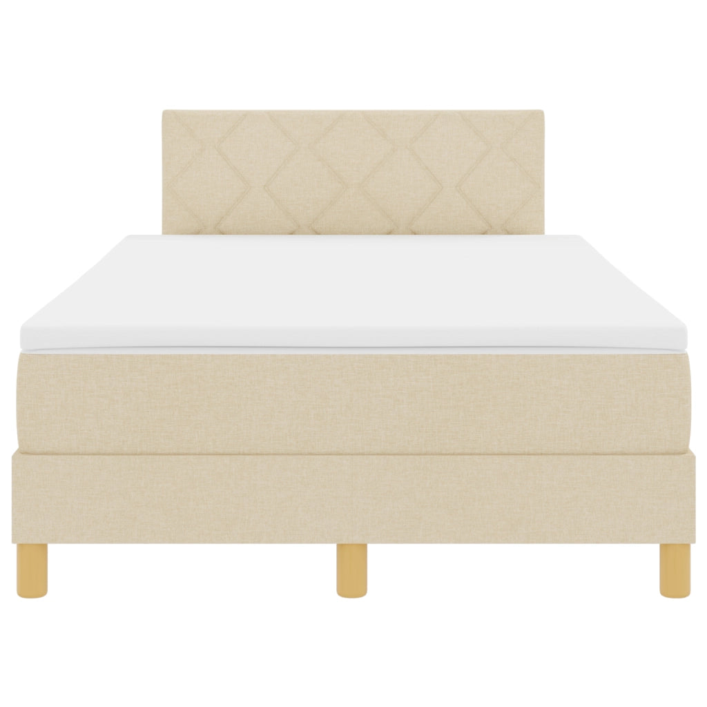 Letto a Molle con Materasso Crema 120x200 cm Tessuto