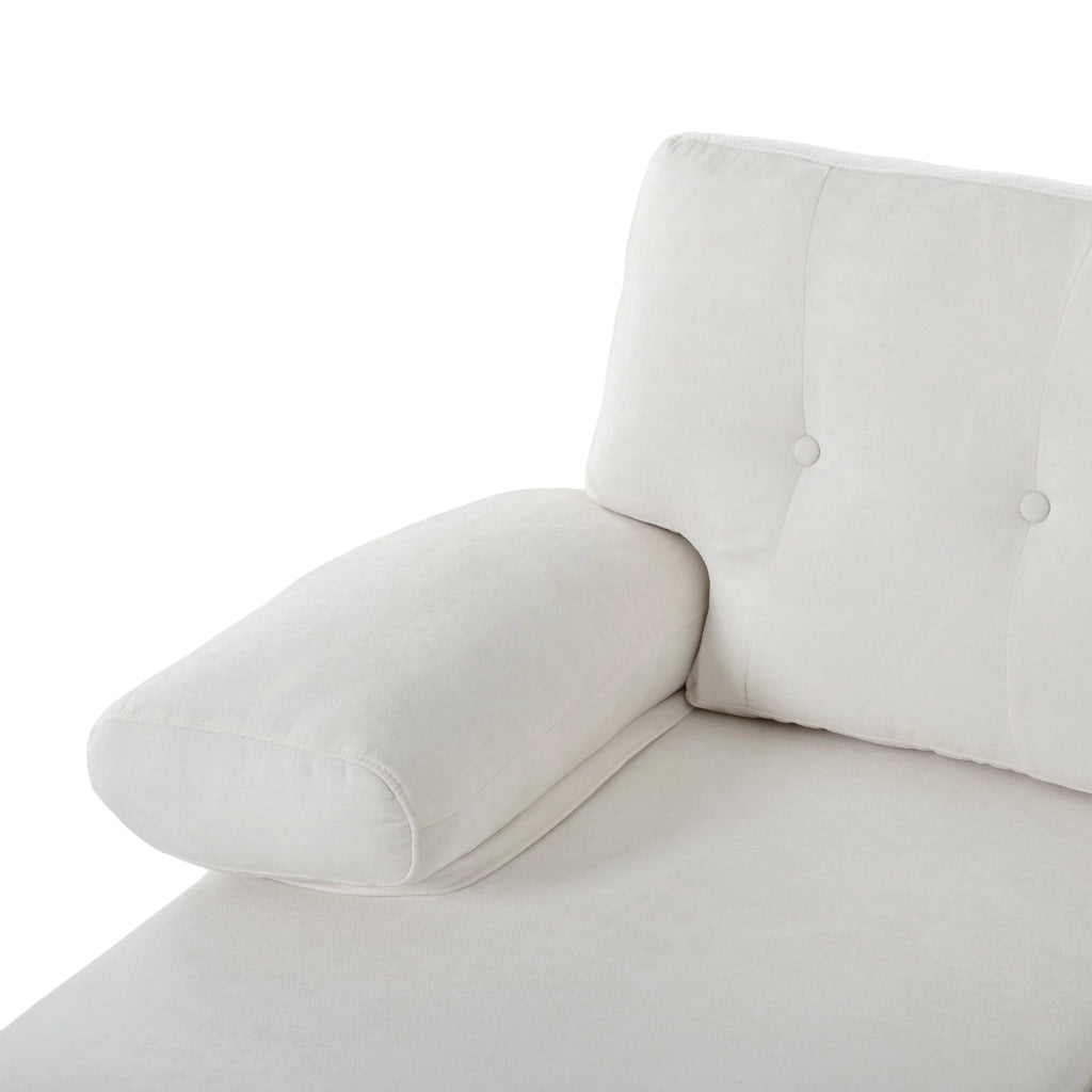 Divano a U con chaise longue bilaterale, tasche laterali e braccioli removibili in chenille beige 268 × 128 × 84 cm