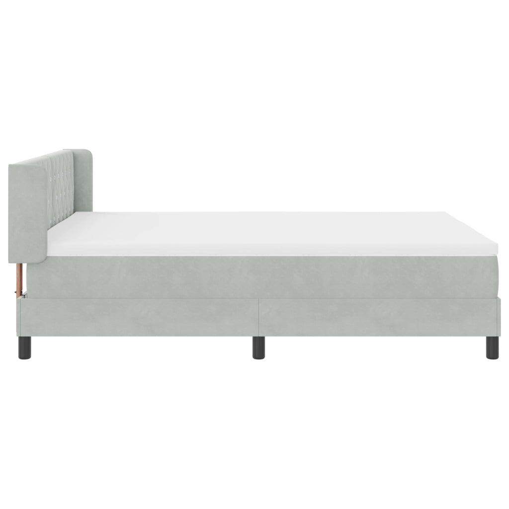 Letto Box Spring  con Materasso Grigio Chiaro 160x200 cm Velluto