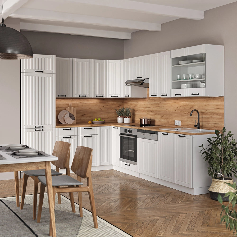 Vicco Cucina angolare completa Casa di campagna bianca/bianco 227 x 287 cm , PL Antracite
