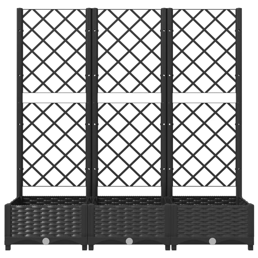 Fioriera | Cassetta per fiori | Vaso da giardino con traliccio nera 120x40x121,5 cm PP