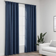 Tende Oscuranti con Ganci Effetto Lino 2 pz Blu 140x225 cm cod mxl 64624
