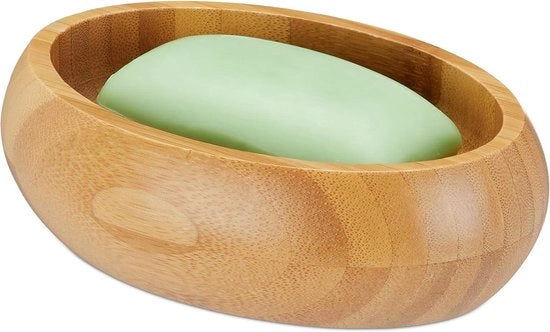 Bacetto di sapone in bambù ovale a specchiatura - impermeabile - dimensioni 45 x 14 x 10 cm - contenitore di sapone naturale per la stanza da bagno