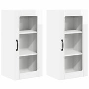 Pensile da cucina | Mobile in vetro da parete PORTO 2 pz Bianco Lucido