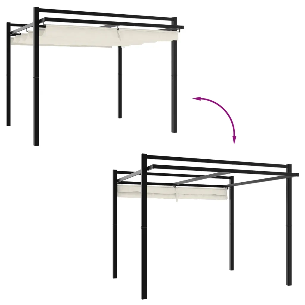 vidaXL Gazebo da Giardino con Tetto Retrattile Crema 3x3m in Alluminio