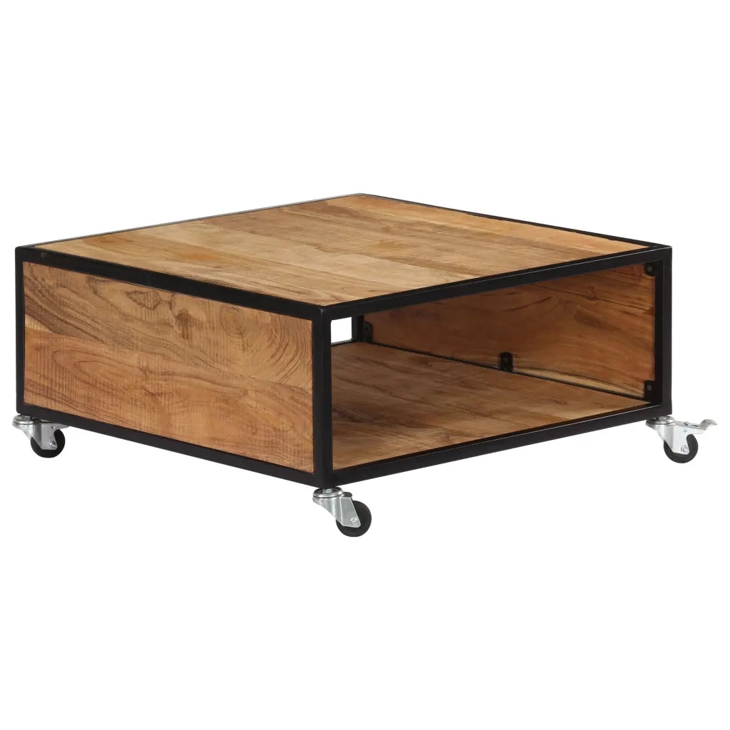 Tavolino da Salotto-Tavolino da soggiorno-Tavolo 70x70x32 cm in Legno Massello d'Acacia