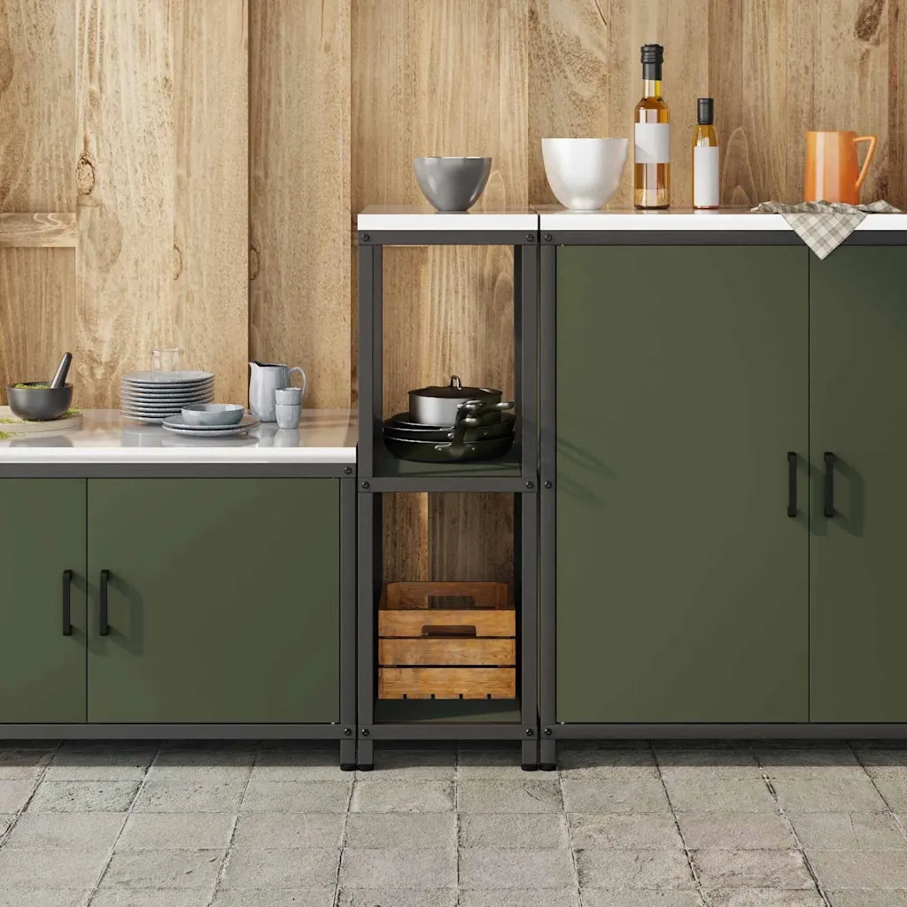vidaXL Mensola per il deposito in cucina Verde oliva Acciaio