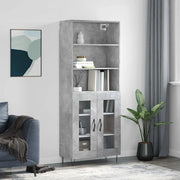 Credenza-Buffet-Armadio da cucina Grigio Cemento 69,5x34x180 cm in Legno Multistrato 233336