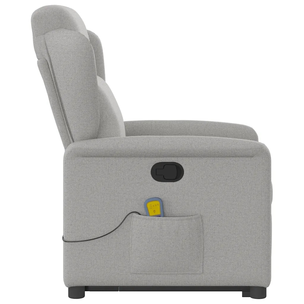 Poltrona | Sedia Relax Alzapersona Massaggi Reclinabile Grigio Nuvola Tessuto