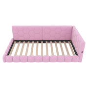 Letto singolo 90×200 cm con LED regolabile; USB; Type-C e rete; senza materasso; velluto; rosa