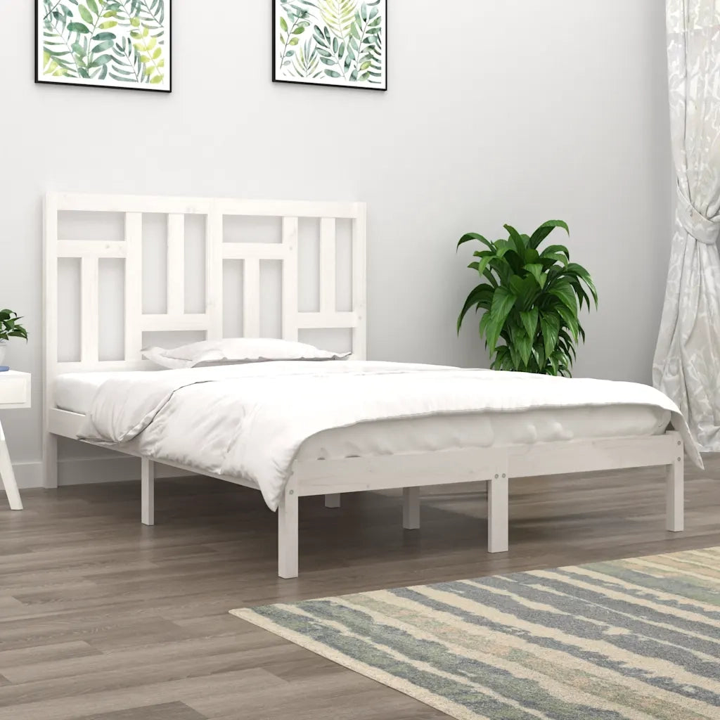 Letto senza Materasso Bianco 140x190 cm Legno Massello di Pino