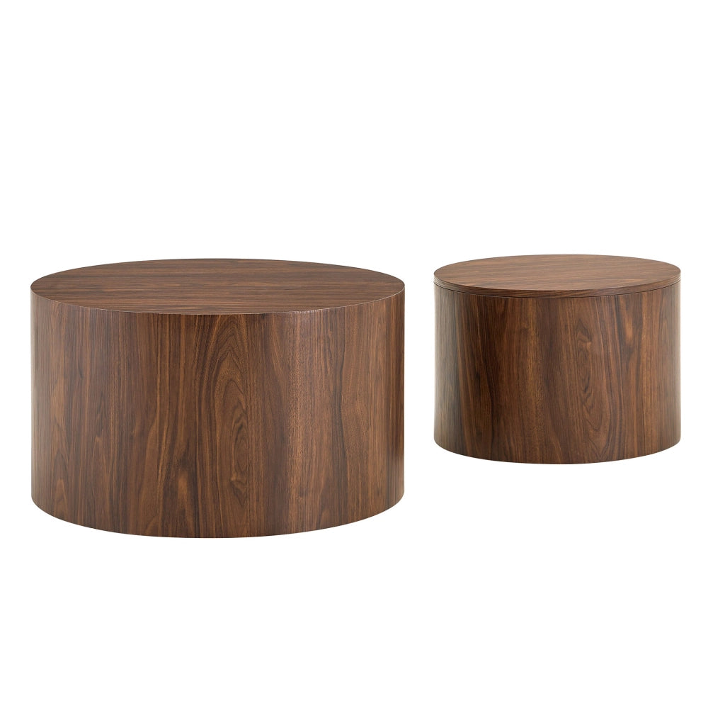 Set di tavolini da caffè impilabili con coperchio rimovibile in MDF colore noce