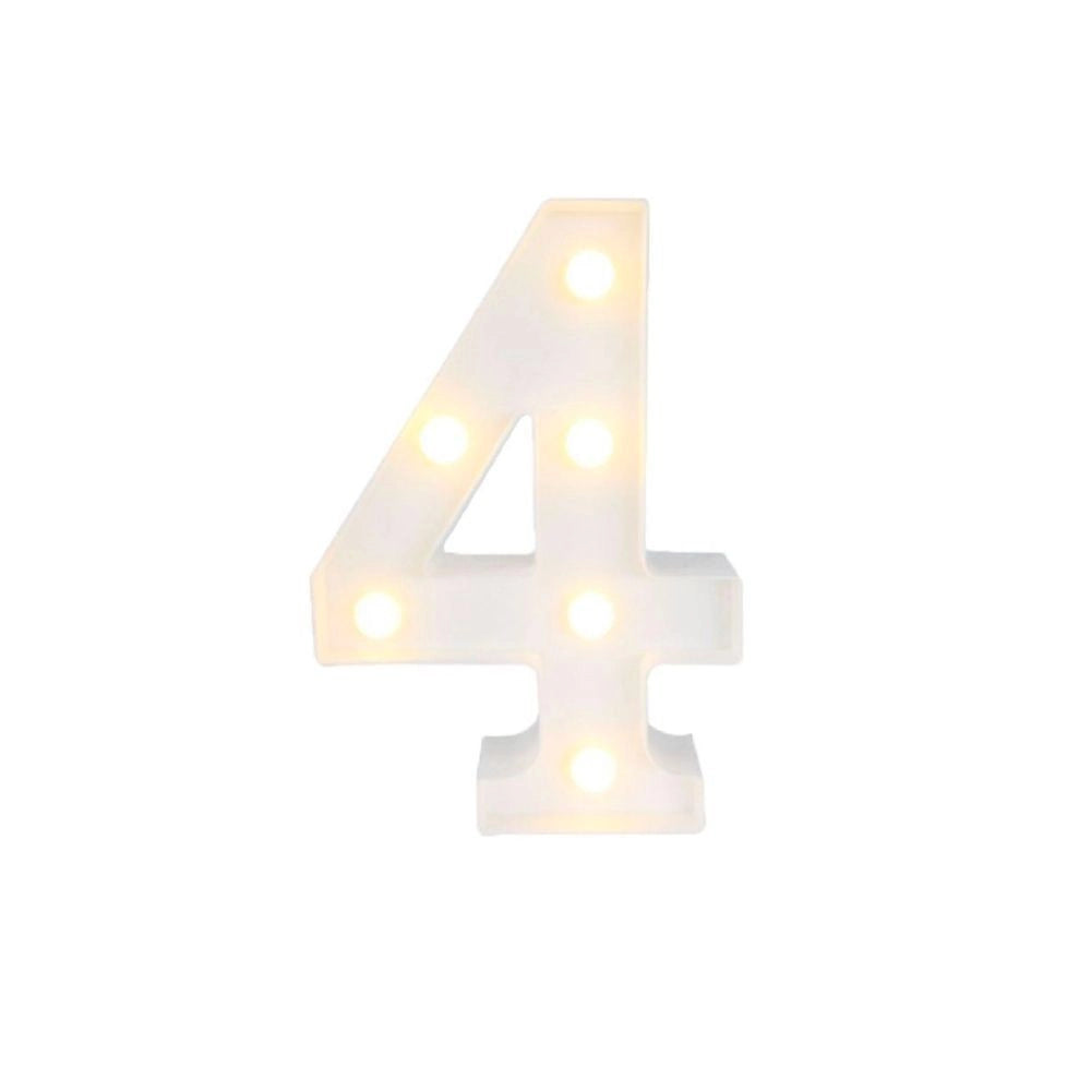 Trade Shop - Numero 4 Luminoso Con Luci Led A Batteria Decorazioni Per La Casa Dim. 22 Cm -