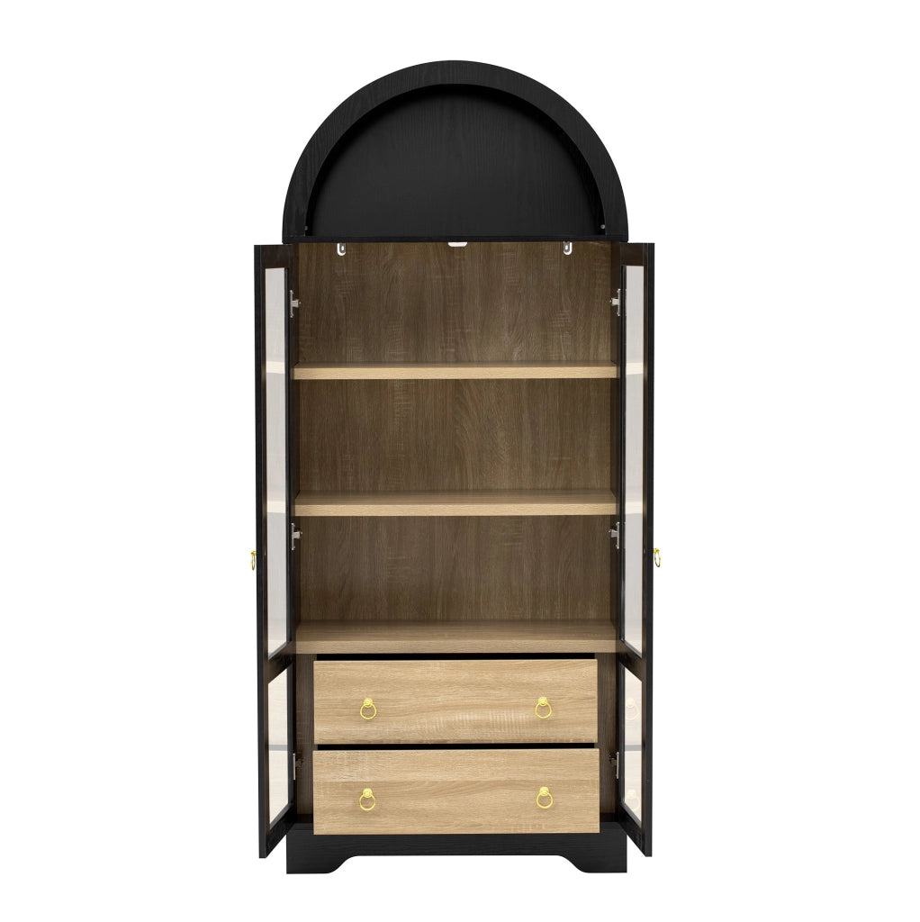 CREDENZA ALTA 76,2x40,1x180 cm Nera in MDF e vetro
